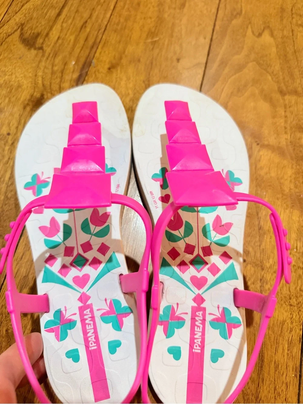 Ipanema Girls Butterfly Print Sandals White Pink Jelly Shoes Size 4